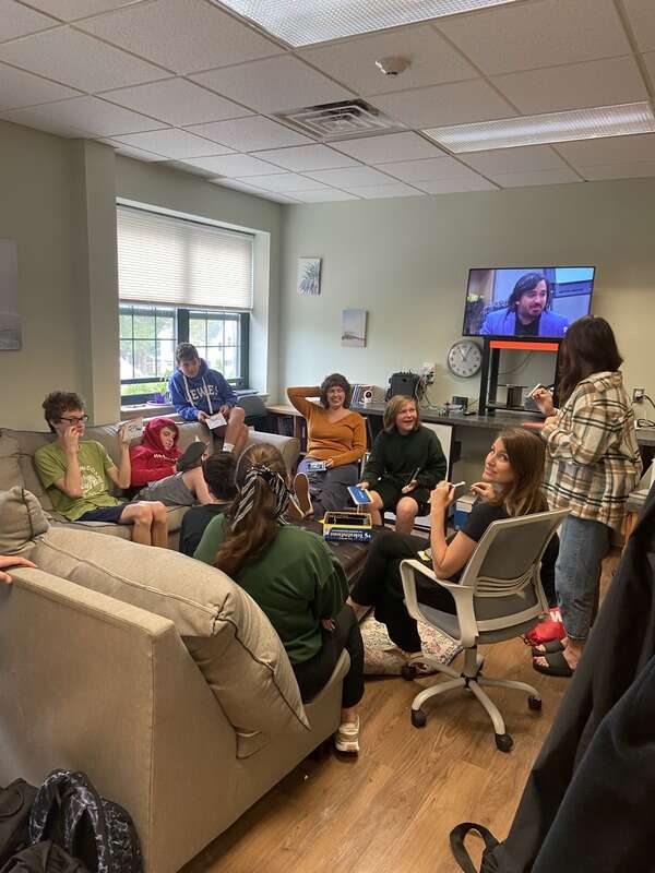 Group meeting in casual office setting